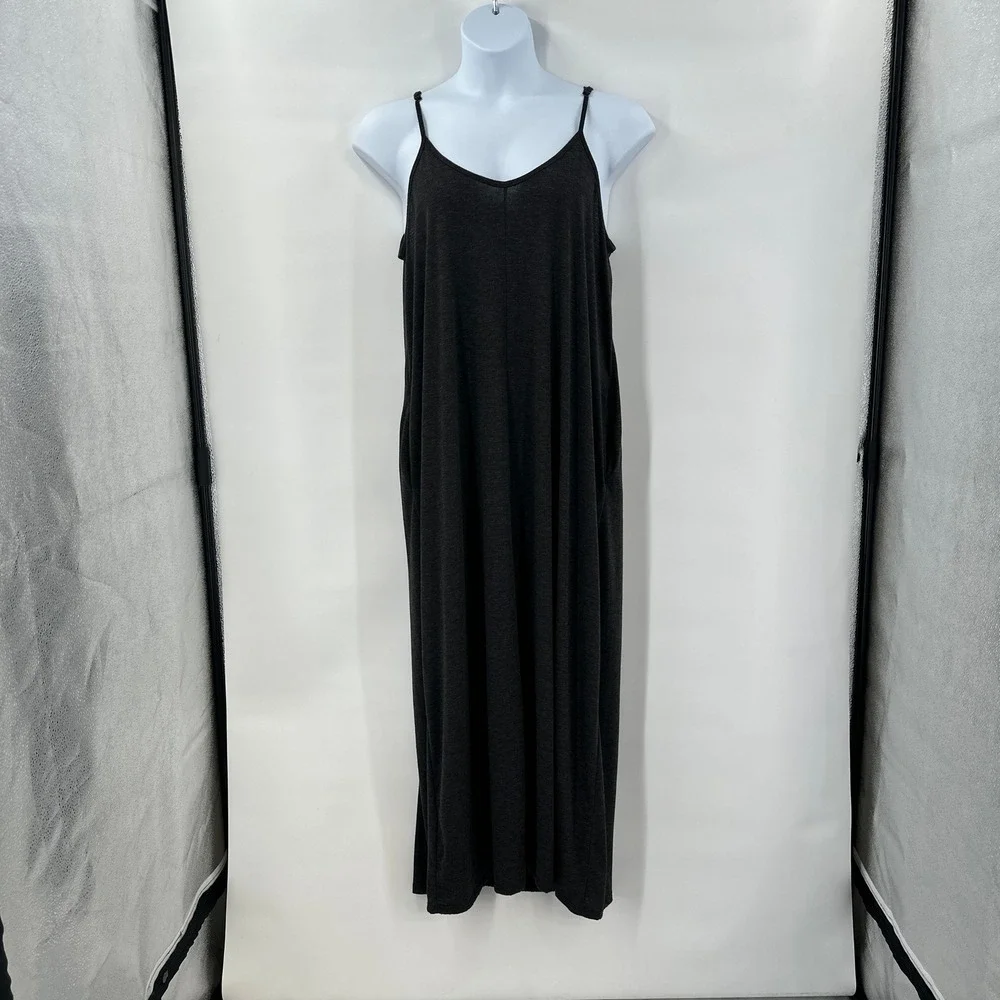 Three Bird Nest Charcoal Gray Maxi Dress XL Spaghetti Strap Flowy‎ Boho Lounge